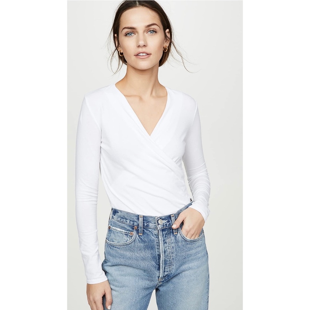 Lanston Wrap White Top Long Sleeve Size XS
